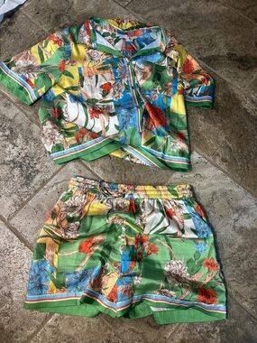 Current Air Green Floral Two-Piece Short Set